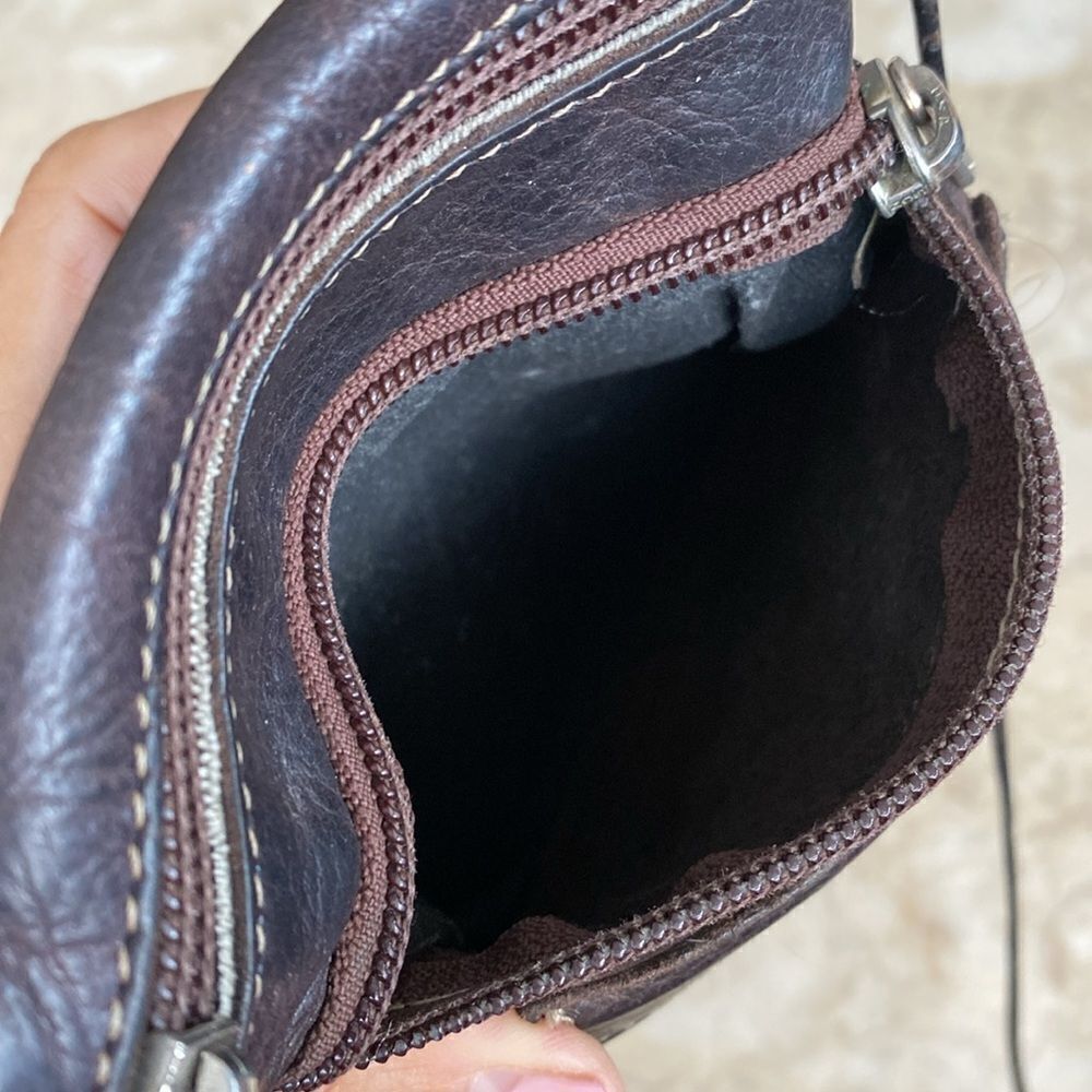Vintage Roots Hanging Pouch Tribe Leather Crossbody Bag Brown - Picture 10 of 12